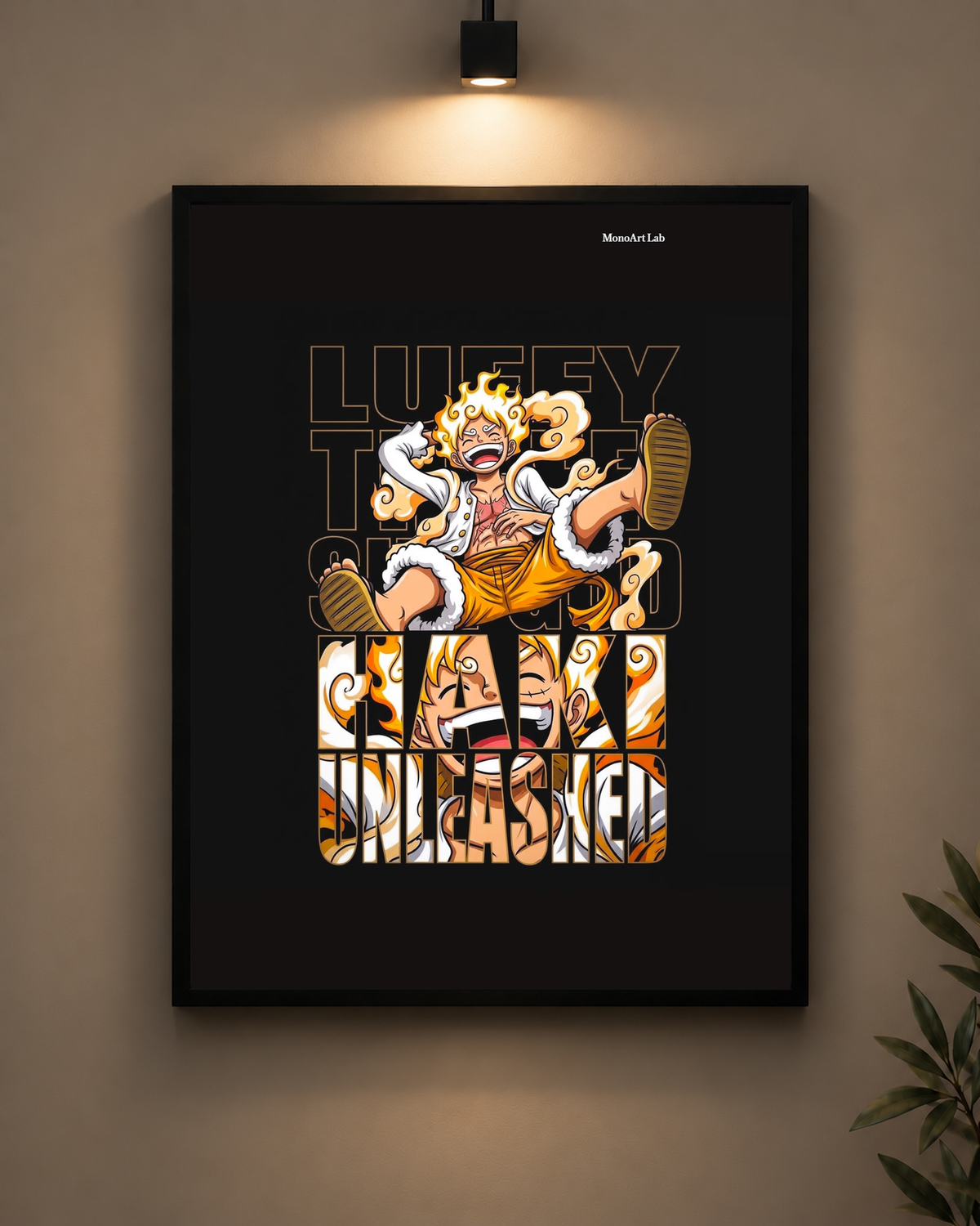 Luffy Gear 5 Freedom Frame in black frame - PrintIt