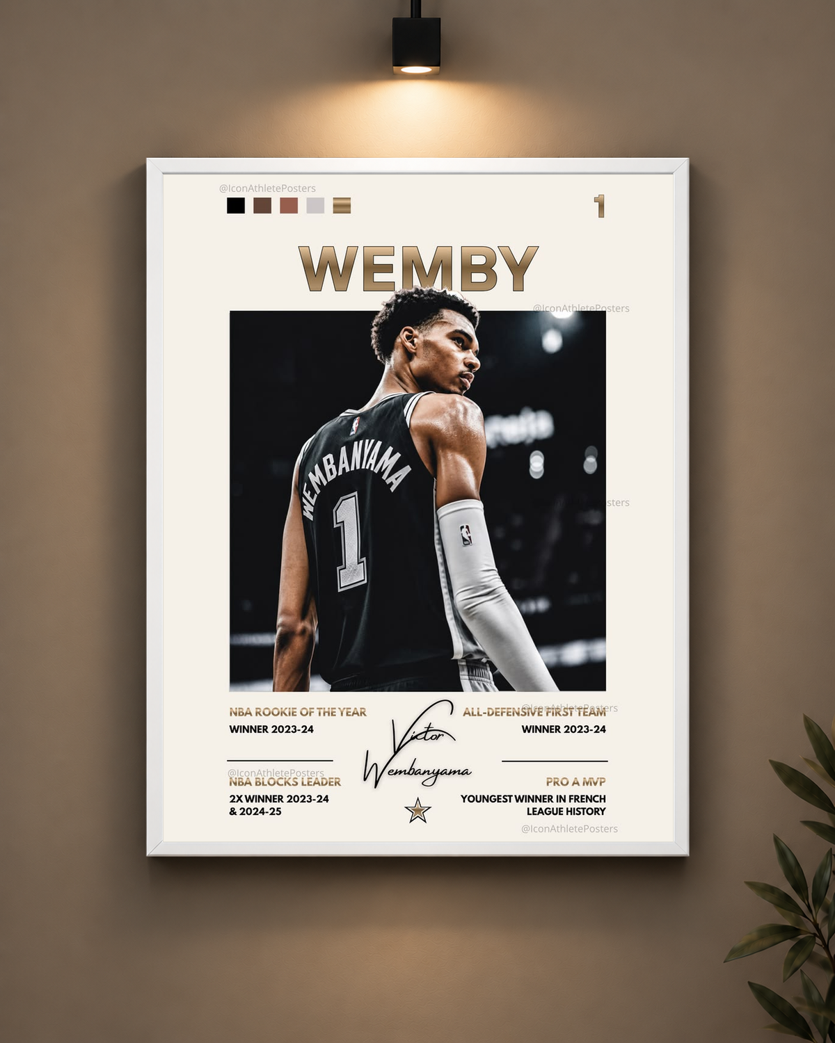 Wemby Rookie Poster Frame in white frame - PrintIt