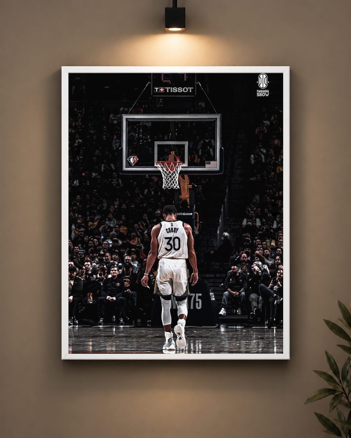 Curry Three Point Shot Frame in white frame - PrintIt