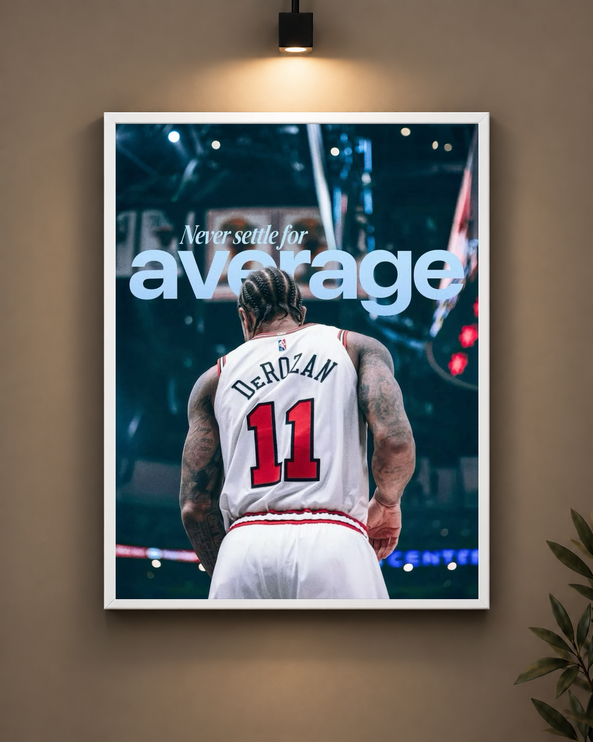 Never Settle For Average Frame in white frame - PrintIt