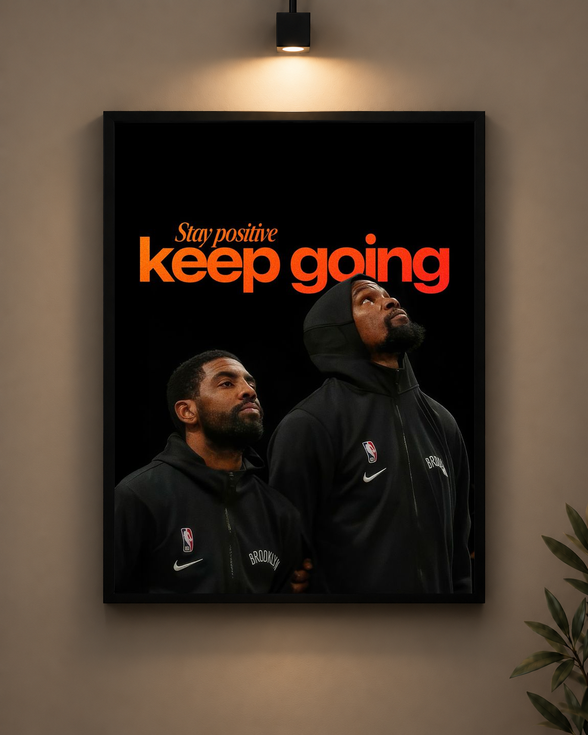 Stay Positive Keep Going Basketball Frame in black frame - PrintIt