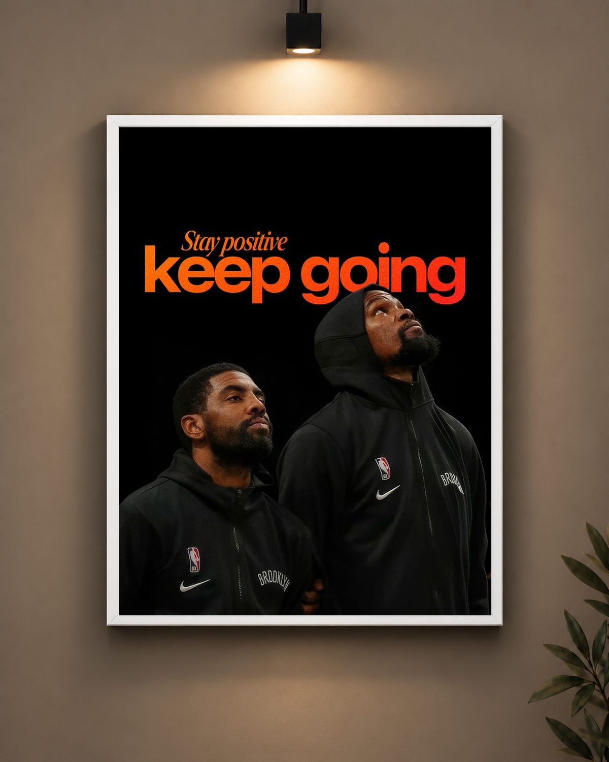 Stay Positive Keep Going Basketball Frame in black frame - PrintIt