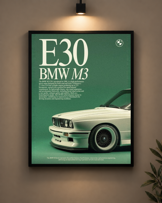 BMW E30 Green Frame in black frame - PrintIt