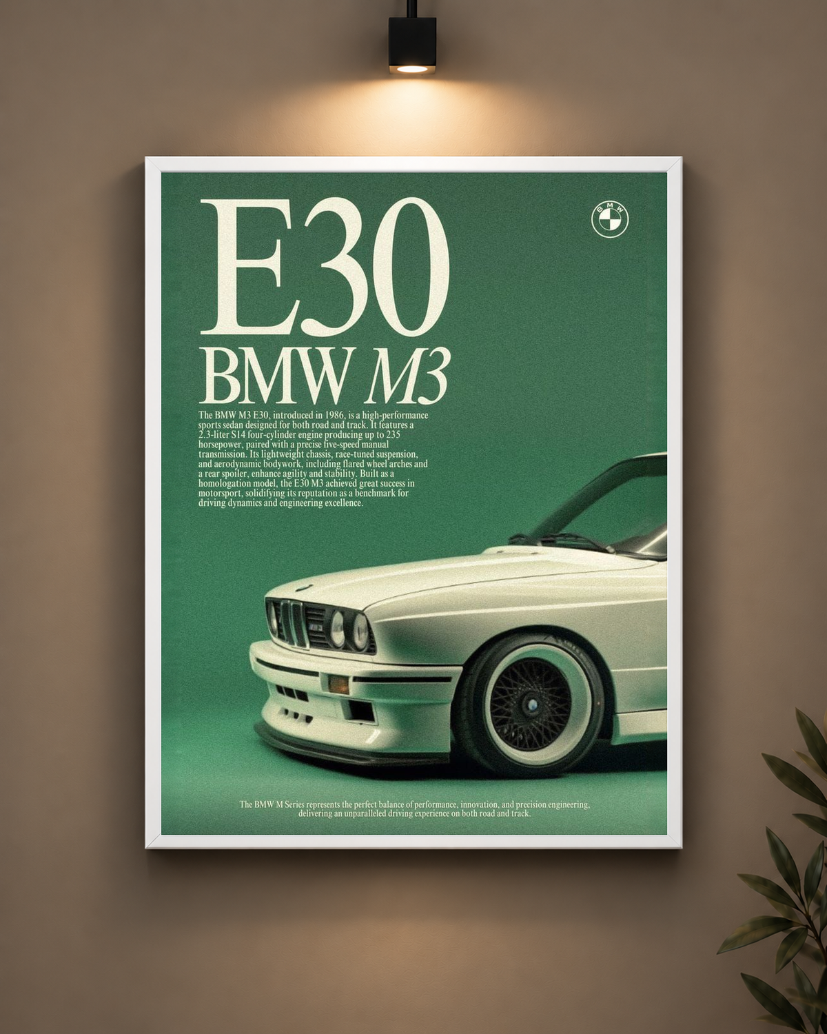 BMW E30 Green Frame in white frame - PrintIt