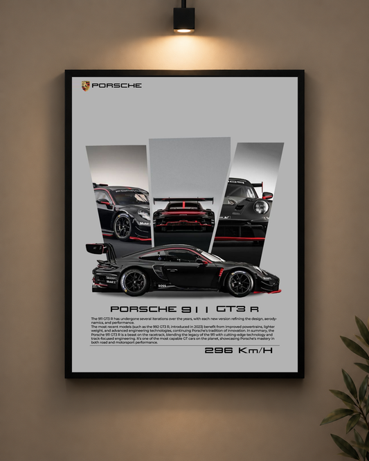 Porsche 911 GT3 R Black Frame in black frame - PrintIt