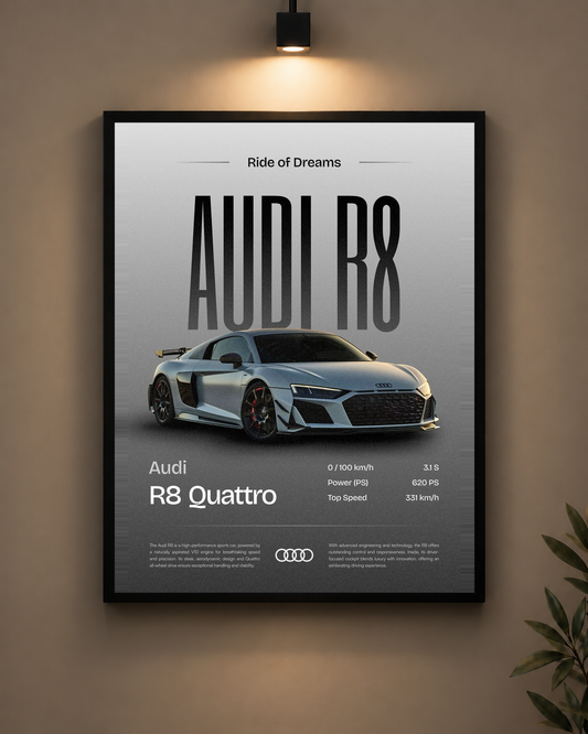Audi R8 Quattro Frame in black frame - PrintIt