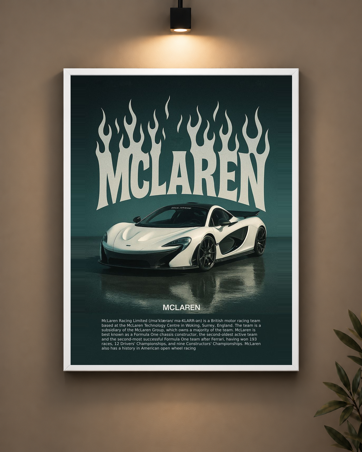 McLaren Flames Frame in white frame - PrintIt