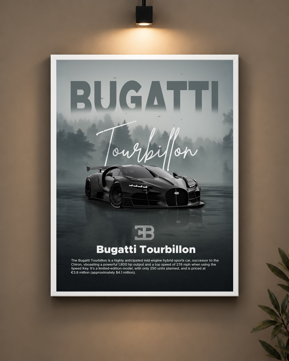 Bugatti Tourbillon Frame in white frame - PrintIt