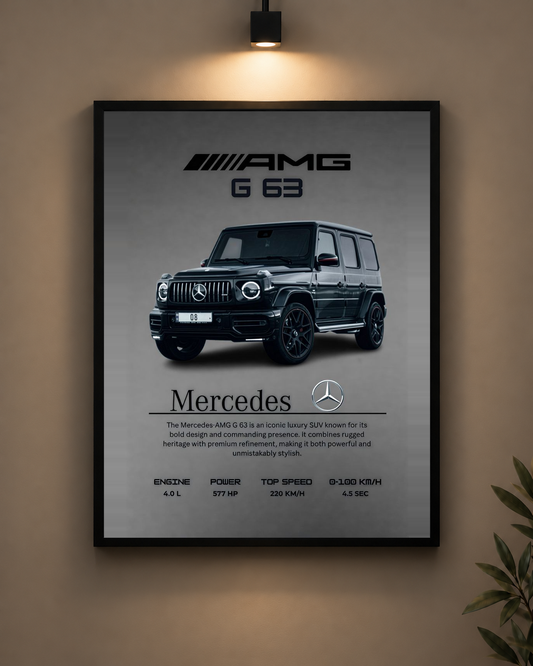 Mercedes AMG G63 Grey Frame in black frame - PrintIt