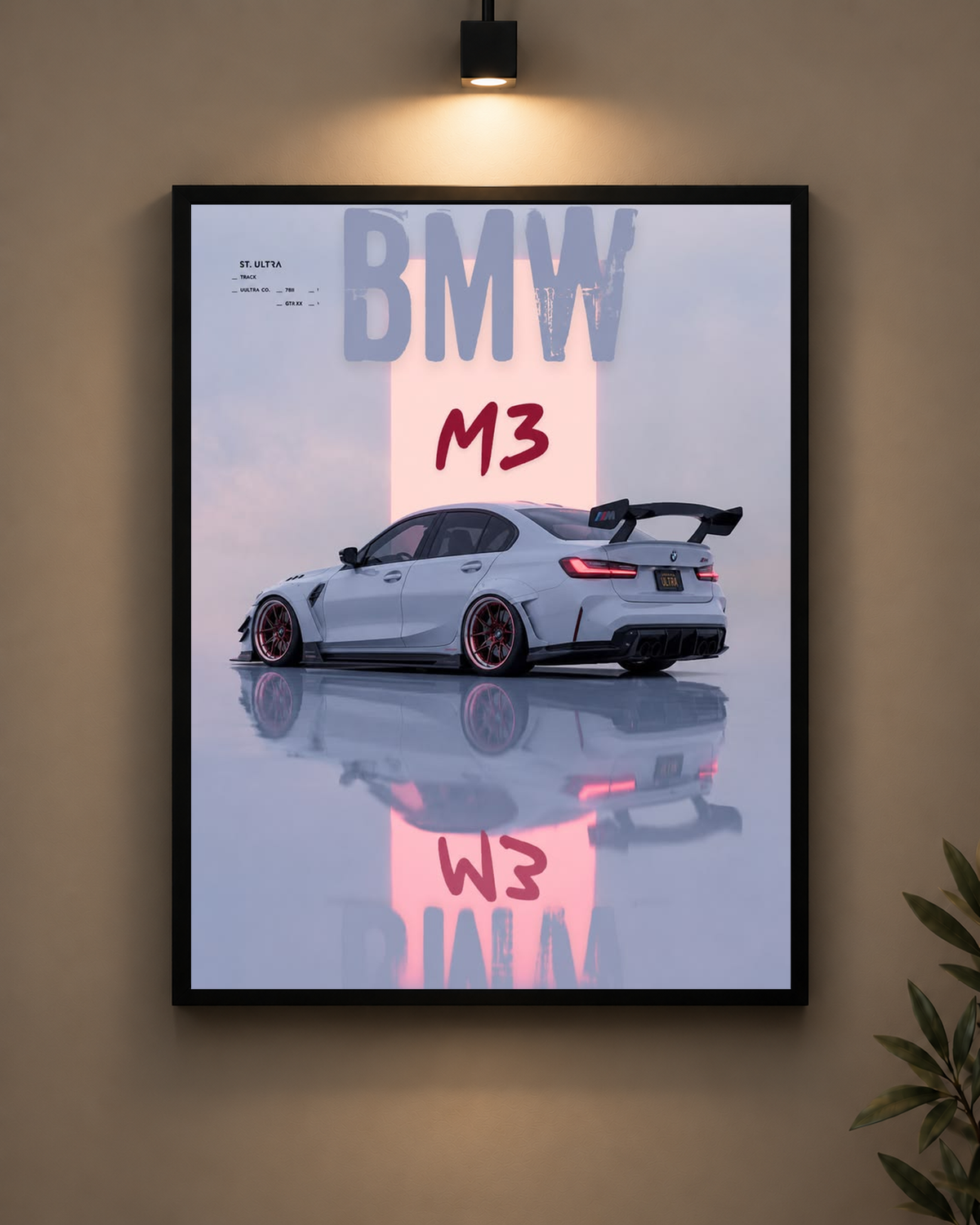 BMW M3 Pastel Frame in black frame - PrintIt
