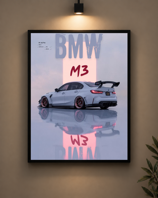 BMW M3 Pastel Frame in black frame - PrintIt