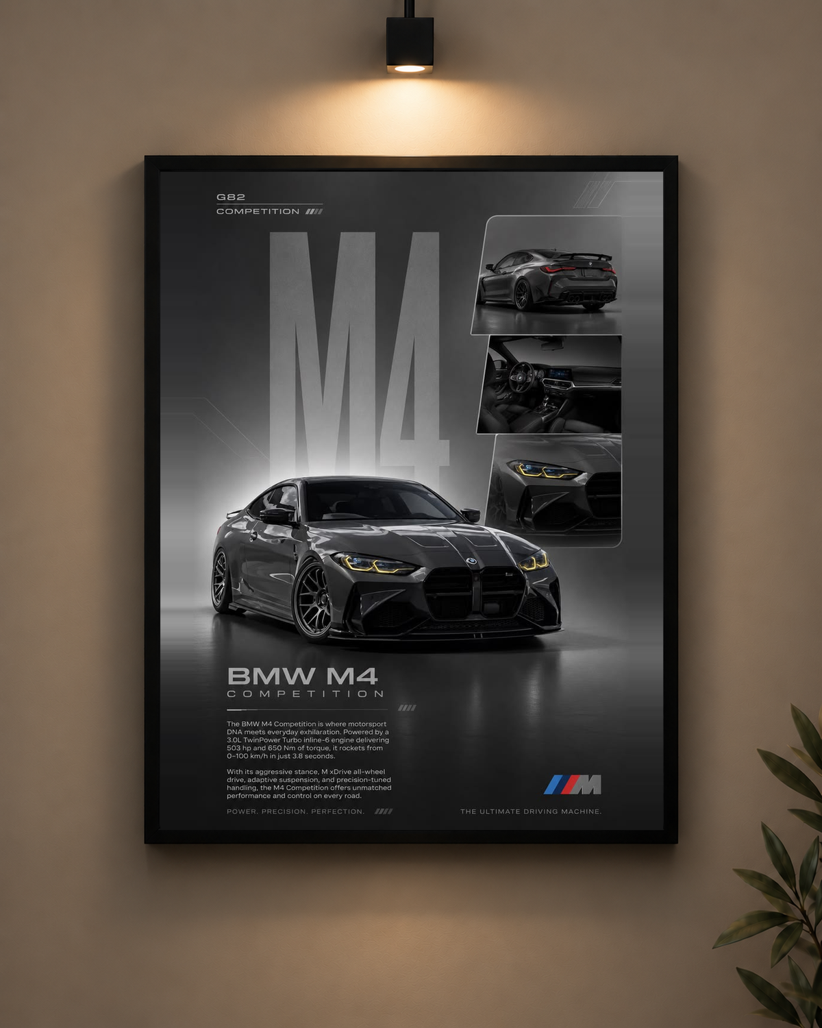 BMW M4 Competition Black Frame in black frame - PrintIt