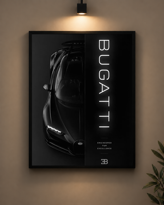 Bugatti Dark Split Frame in black frame - PrintIt