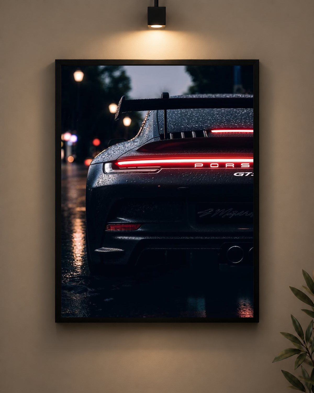 Porsche GT3 Tail Lights Frame in black frame - PrintIt