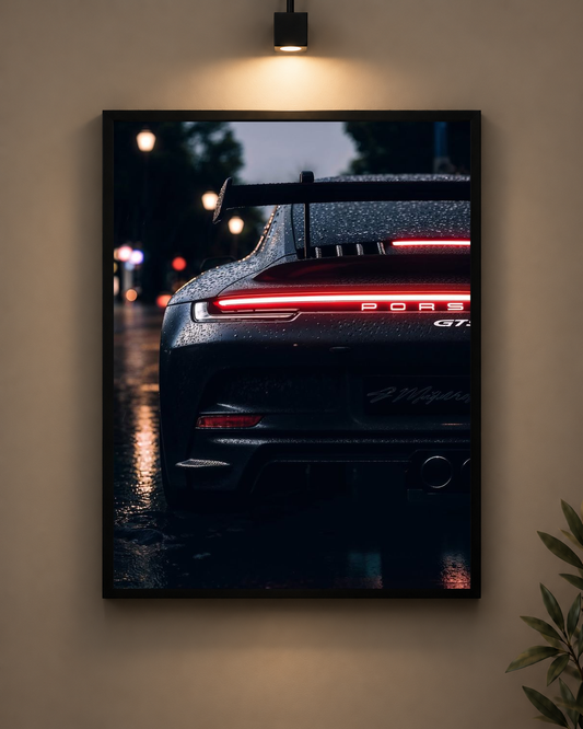 Porsche GT3 Tail Lights Frame in black frame - PrintIt