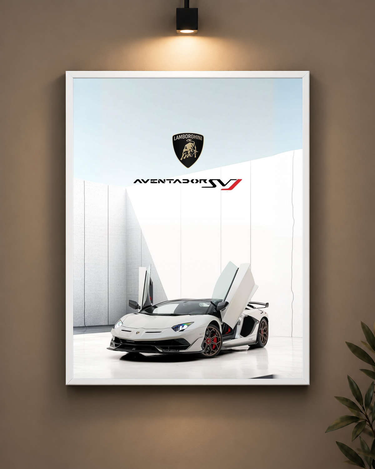 Lamborghini Aventador SVJ White Frame in white frame - PrintIt