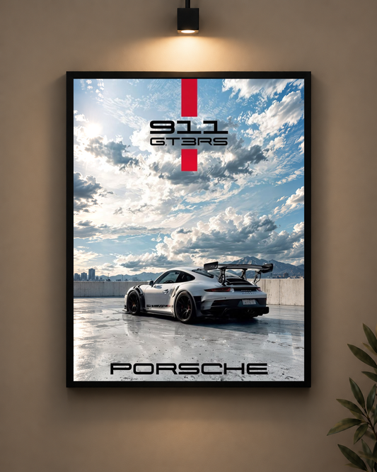 Porsche 911 GT3RS Clouds Frame in black frame - PrintIt