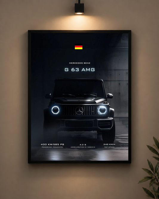 Mercedes G63 Dark Frame in black frame - PrintIt