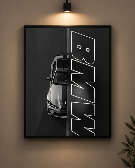BMW Dark Split Frame in black frame - PrintIt