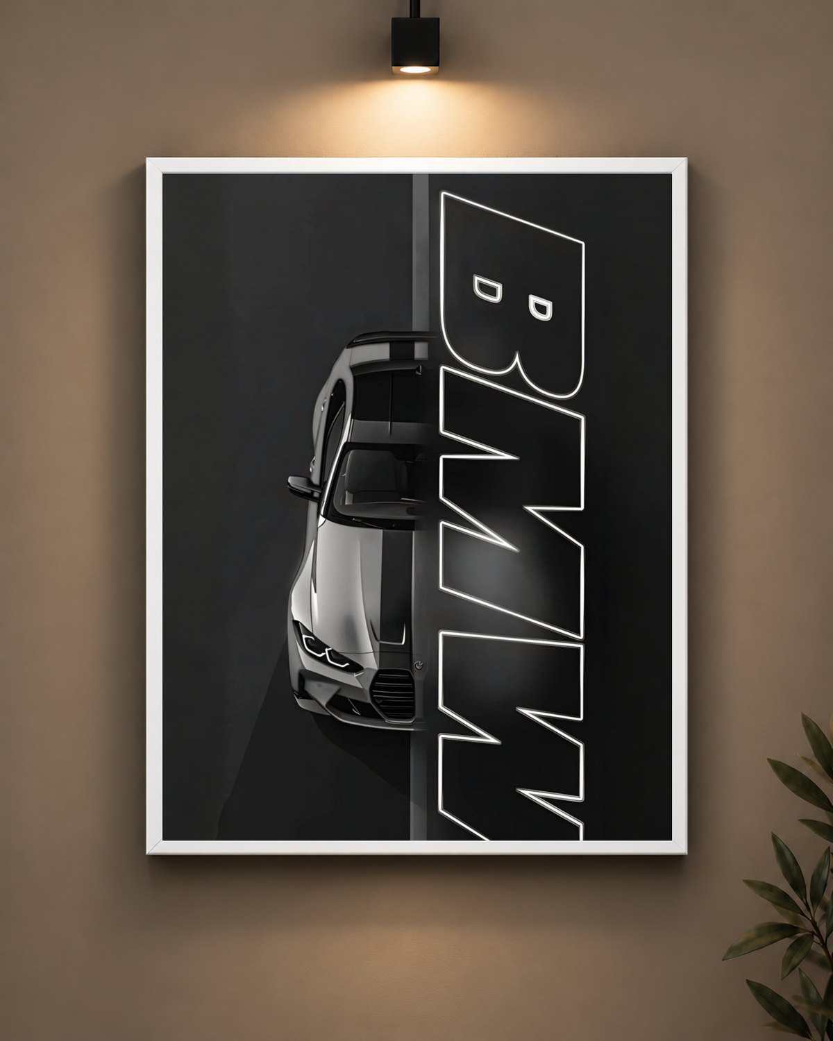 BMW Dark Split Frame in white frame - PrintIt
