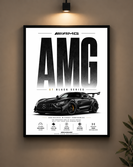 Mercedes AMG GT Black Series Frame in black frame - PrintIt