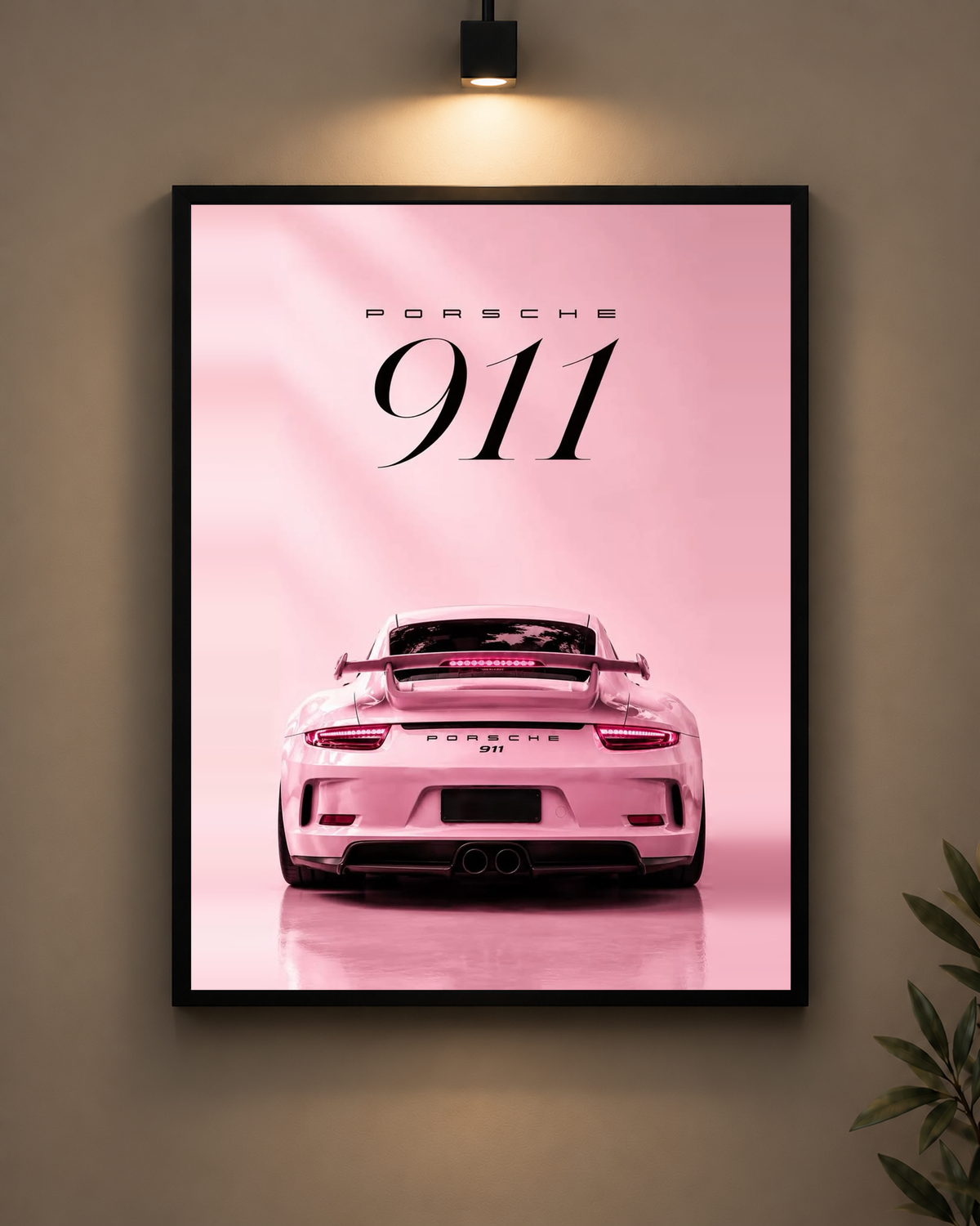 Porsche 911 Pink Frame in black frame - PrintIt
