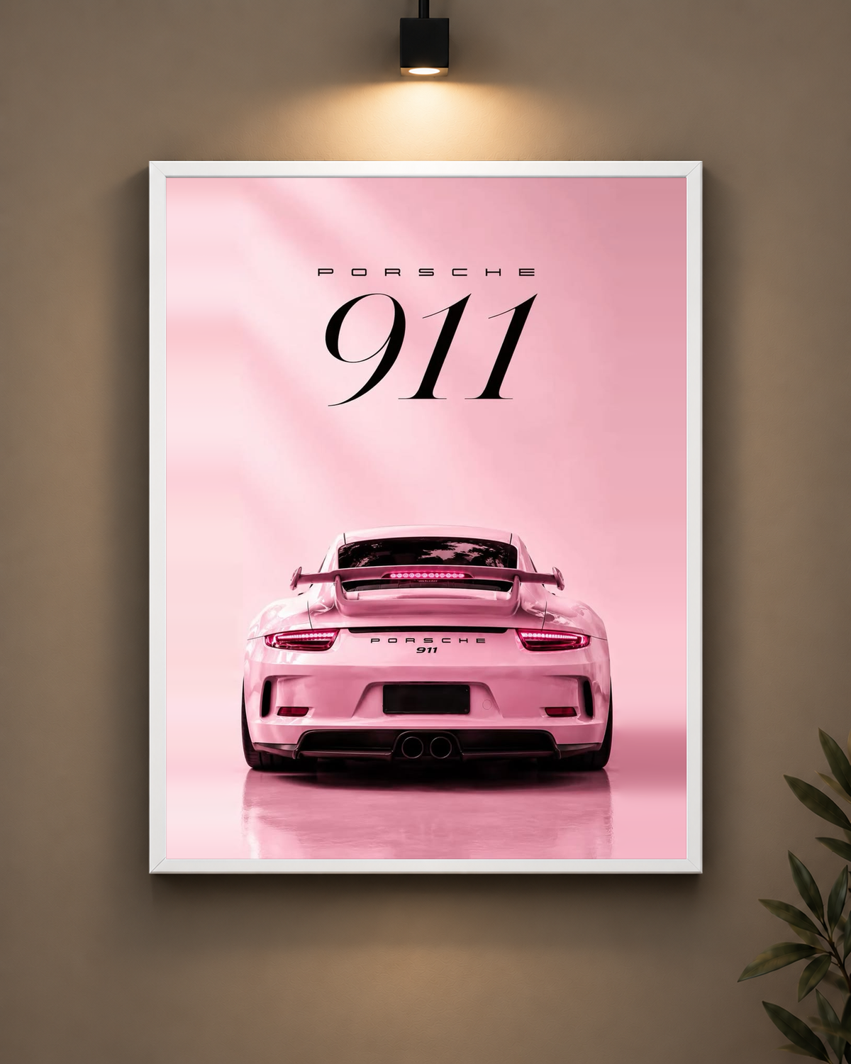 Porsche 911 Pink Frame in black frame - PrintIt