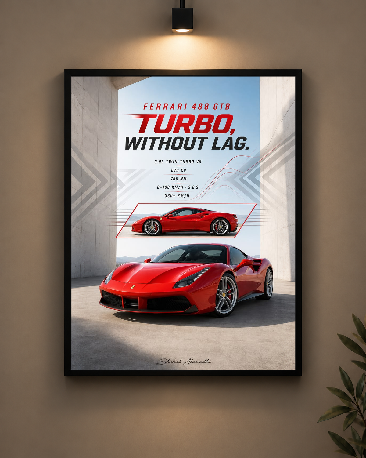 Ferrari Turbo Without Lag Frame in black frame - PrintIt