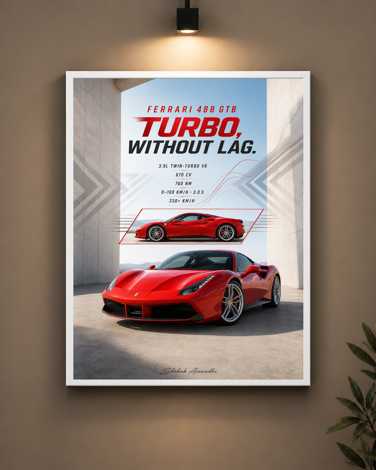 Ferrari Turbo Without Lag Frame in black frame - PrintIt