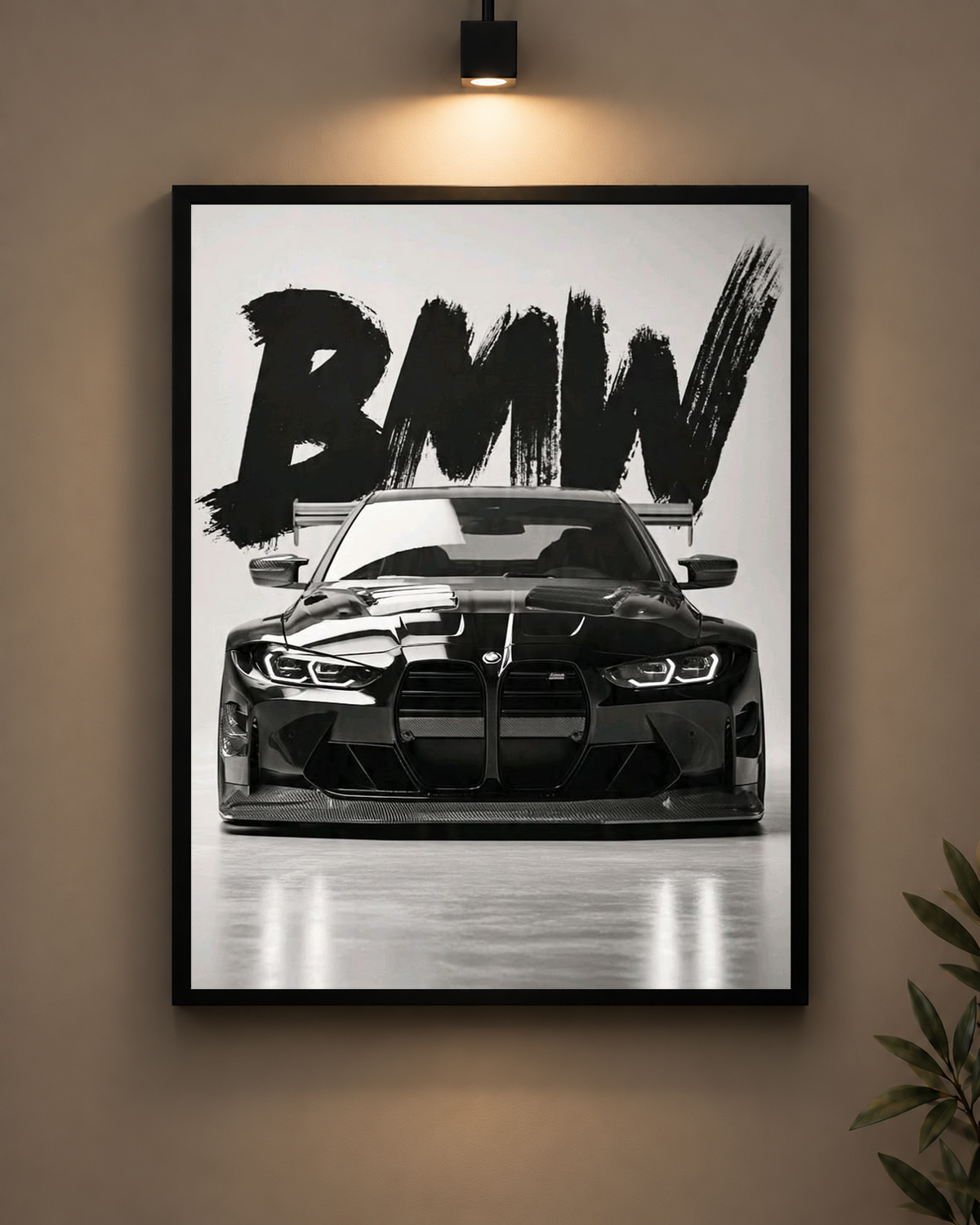 BMW M4 Black and White Frame in black frame - PrintIt