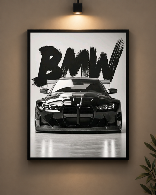 BMW M4 Black and White Frame in black frame - PrintIt