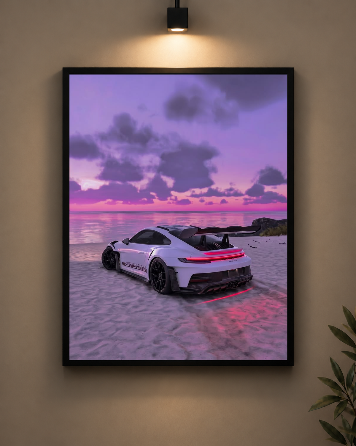 Porsche Sunset Drive Frame in black frame - PrintIt