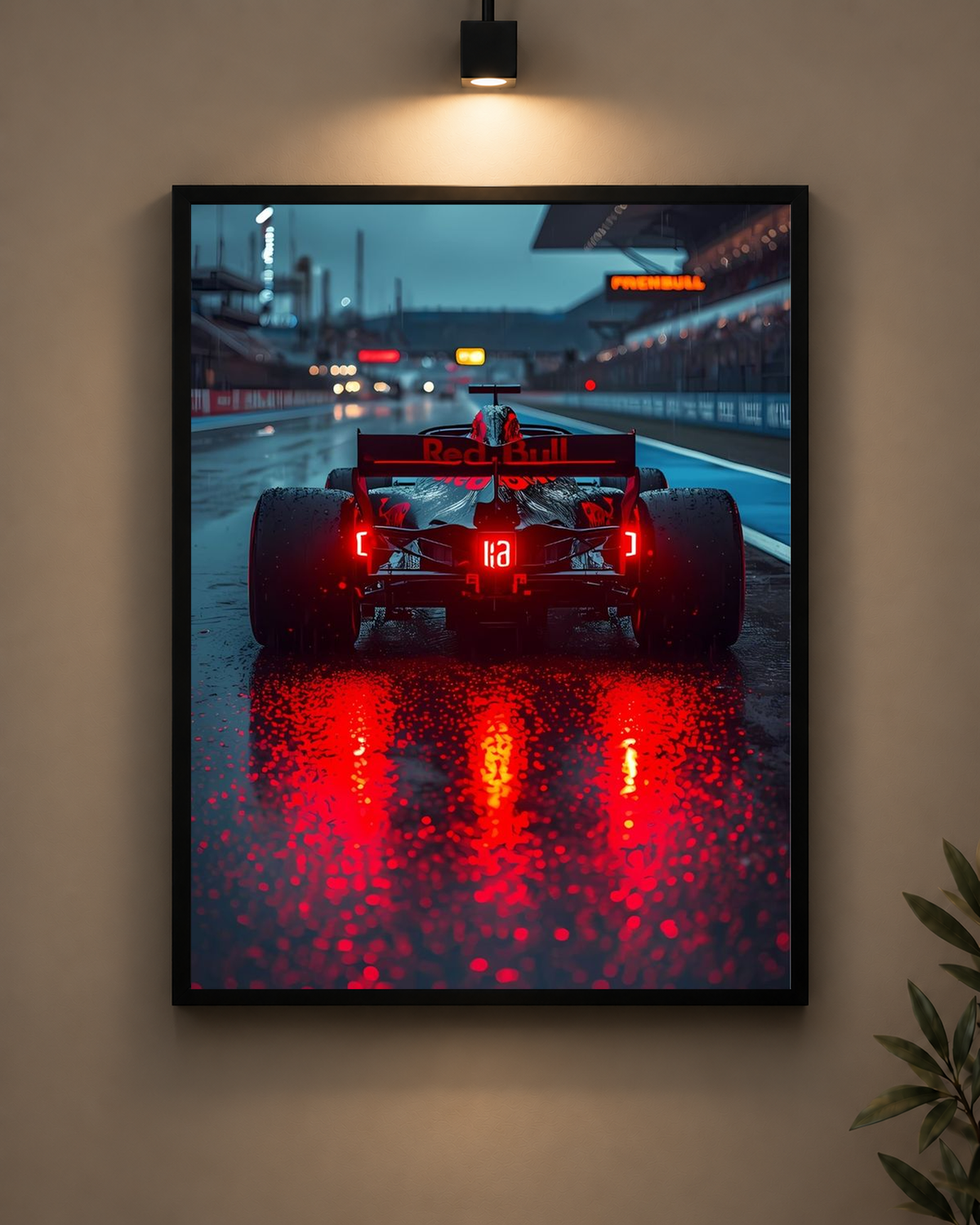 Red Bull Rain Reflections Frame in black frame - PrintIt