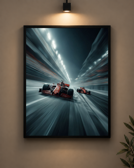 Formula 1 Night Speed Frame in black frame - PrintIt