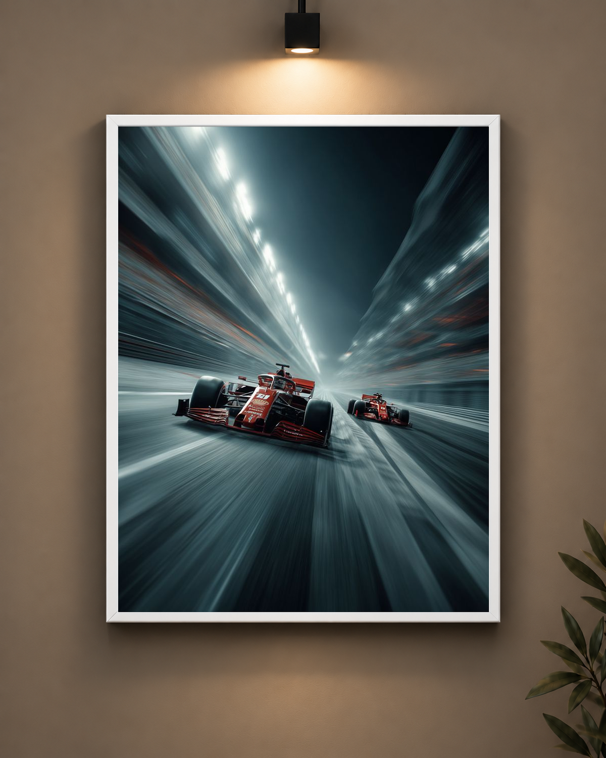 Formula 1 Night Speed Frame in white frame - PrintIt