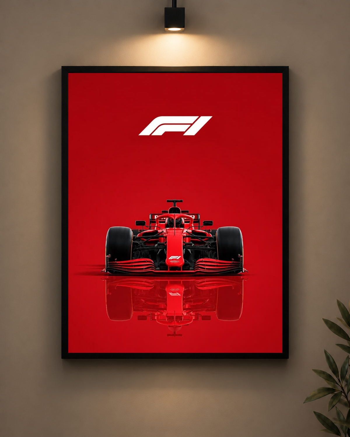 Ferrari Red Minimal Frame in black frame - PrintIt