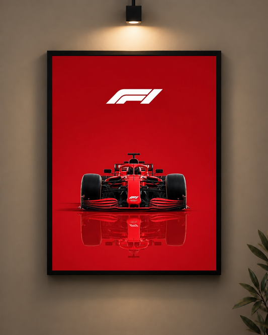 Ferrari Red Minimal Frame in black frame - PrintIt