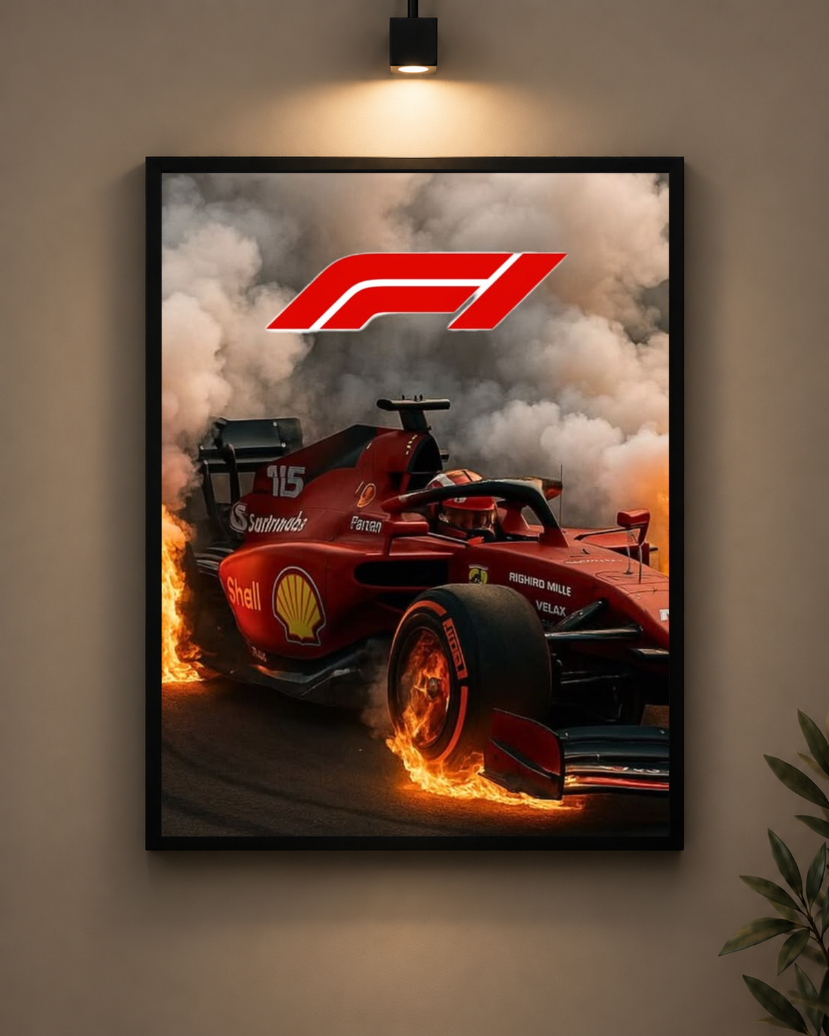 Ferrari Fire And Smoke Frame in black frame - PrintIt
