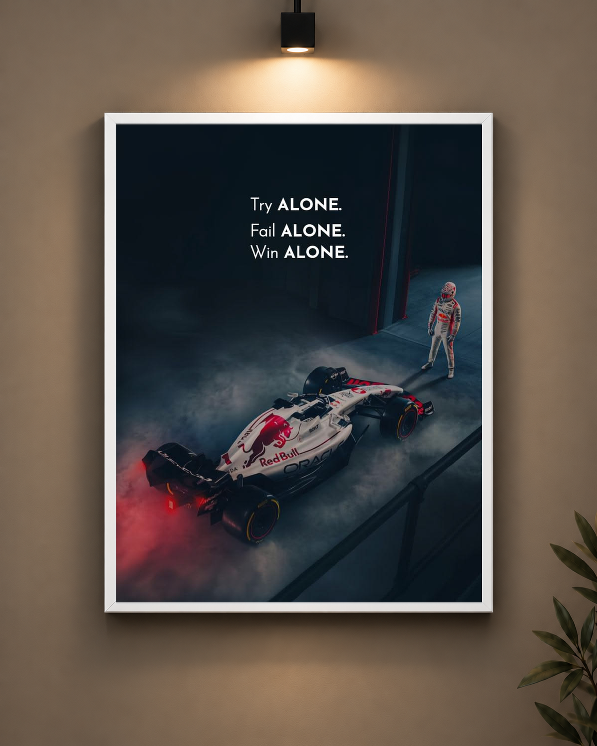 Try Alone F1 Frame in white frame - PrintIt