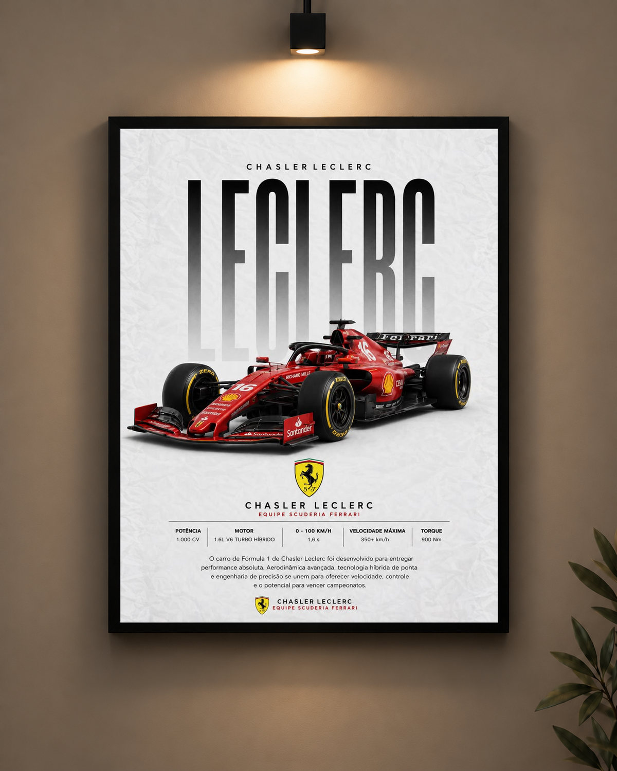 Charles Leclerc Ferrari Frame in black frame - PrintIt