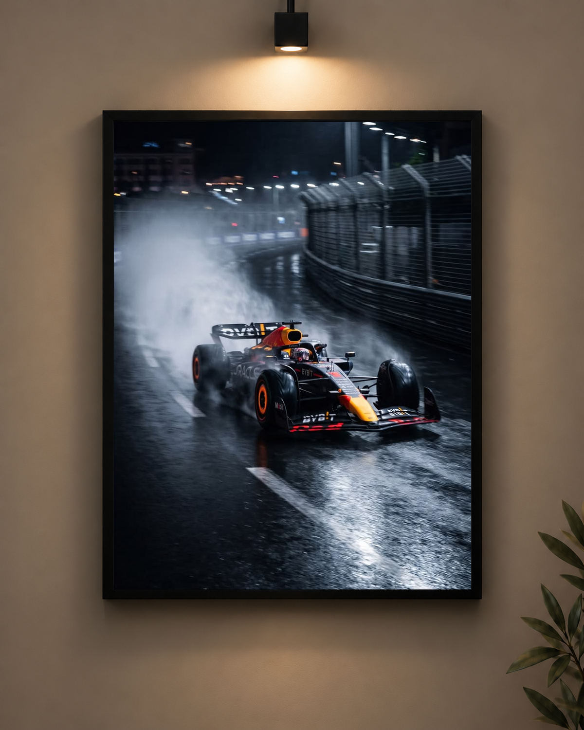Red Bull Wet Night Frame in black frame - PrintIt