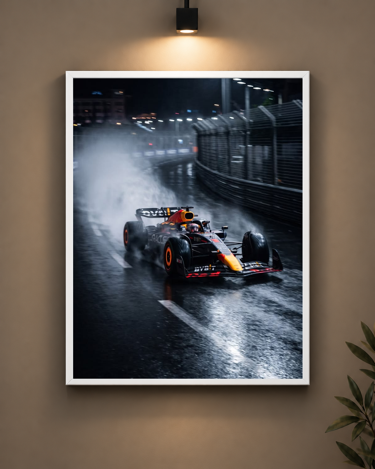 Red Bull Wet Night Frame in white frame - PrintIt