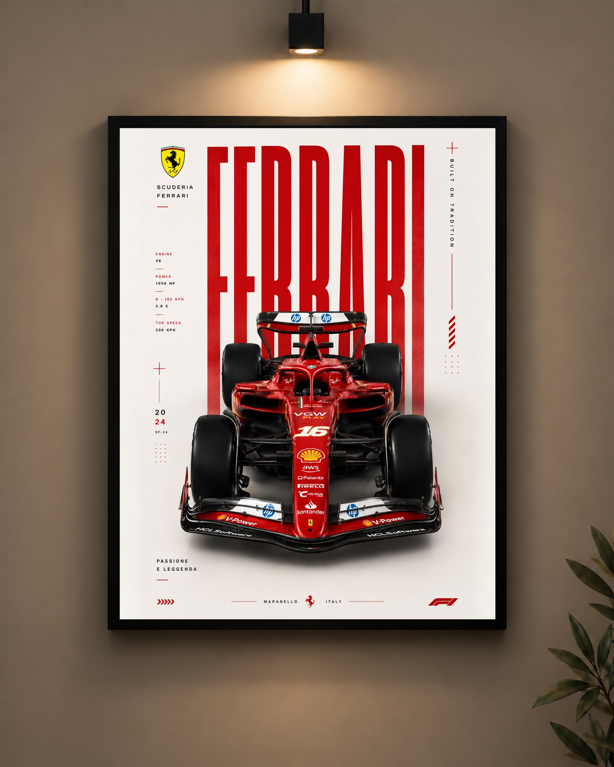 Scuderia Ferrari SF24 Frame in black frame - PrintIt