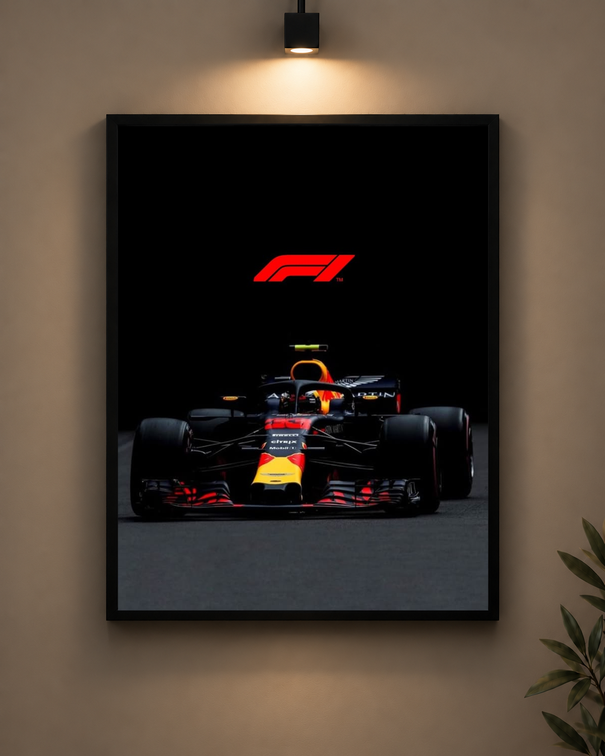 Red Bull Black Minimal Frame in black frame - PrintIt