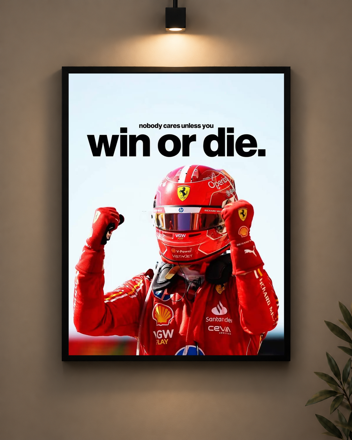 Charles Leclerc Win or Die Frame in black frame - PrintIt