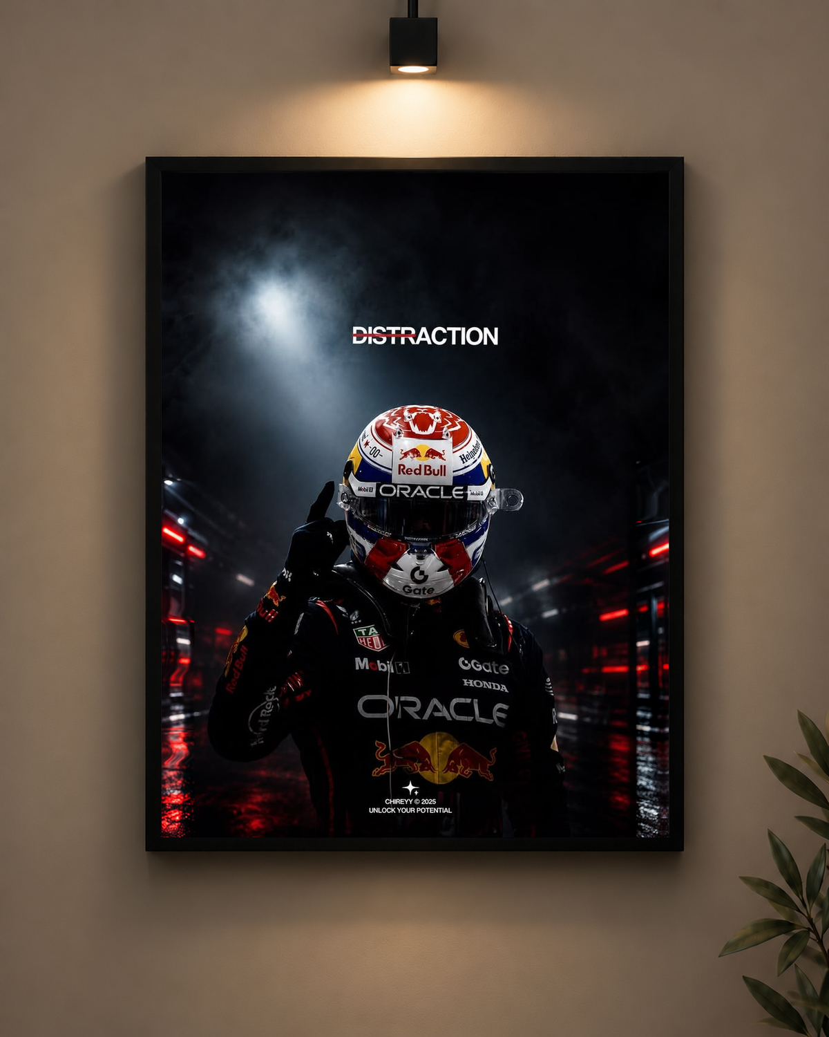 Red Bull Driver Distraction Frame in black frame - PrintIt