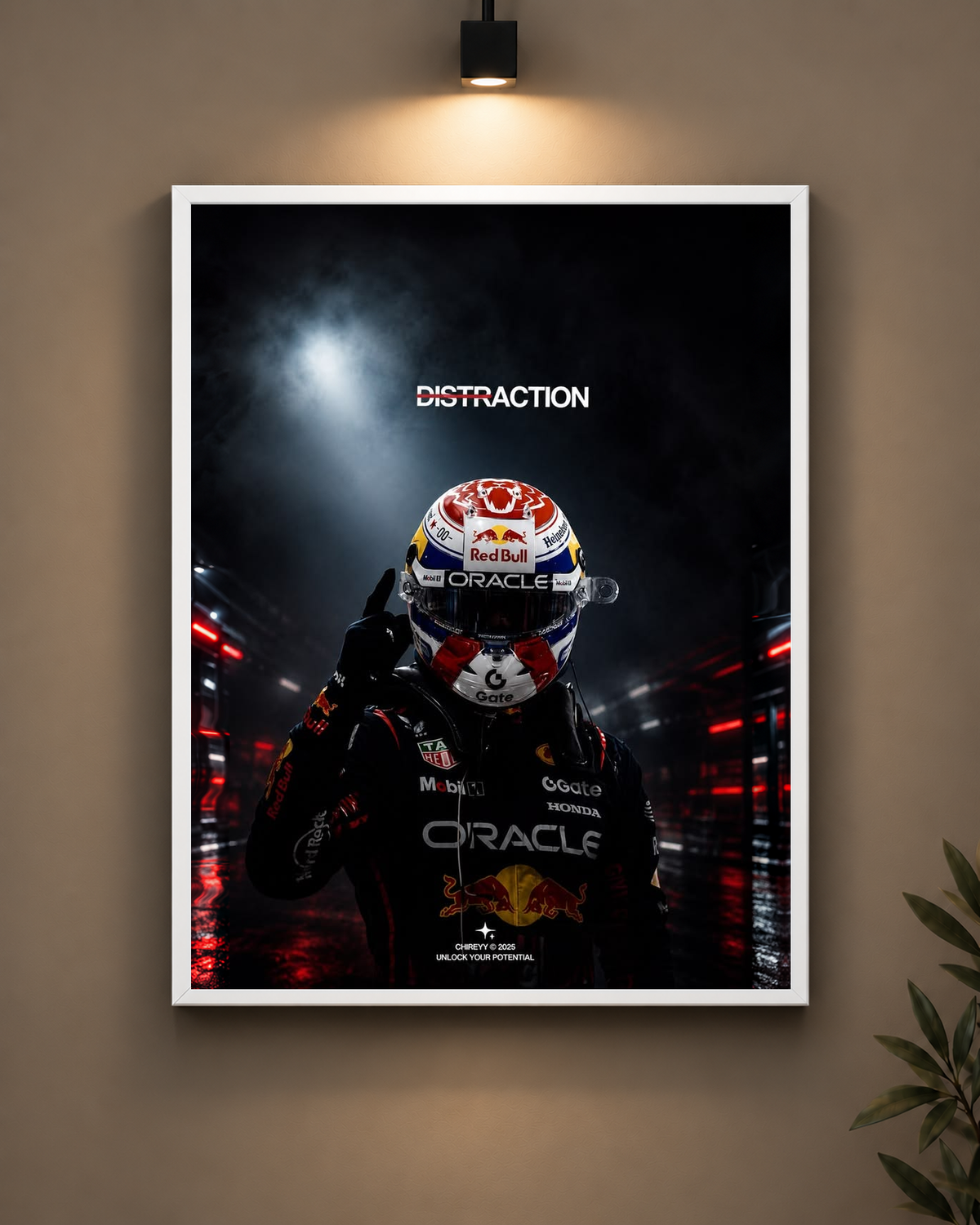 Red Bull Driver Distraction Frame in black frame - PrintIt
