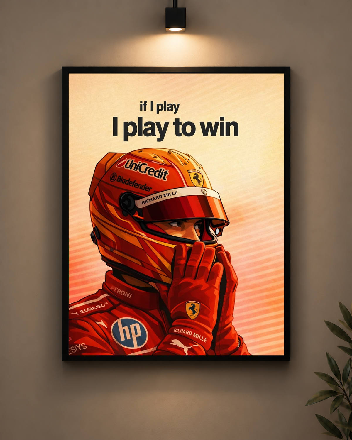 Charles Leclerc Play to Win Frame in black frame - PrintIt