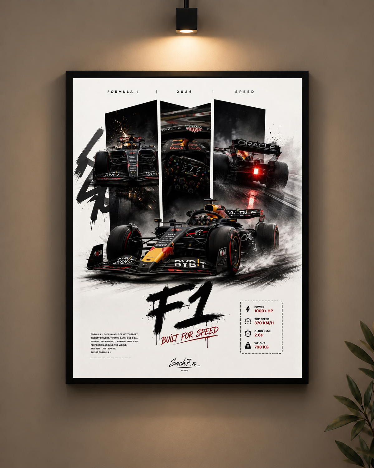 Red Bull Built for Glory Frame in black frame - PrintIt