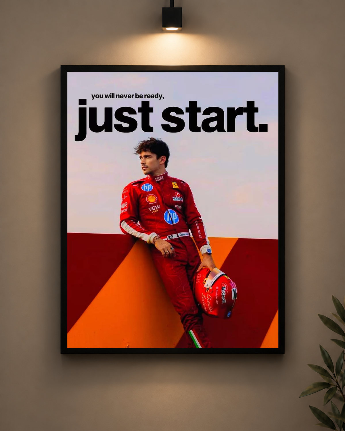 Charles Leclerc Just Start Frame in black frame - PrintIt